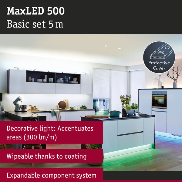 Paulmann MaxLED 500 LED remsa Smart Home Zigbee 3.0 Baspaket 5m RGBW 33W 400lm/m RGBW+ 80VA