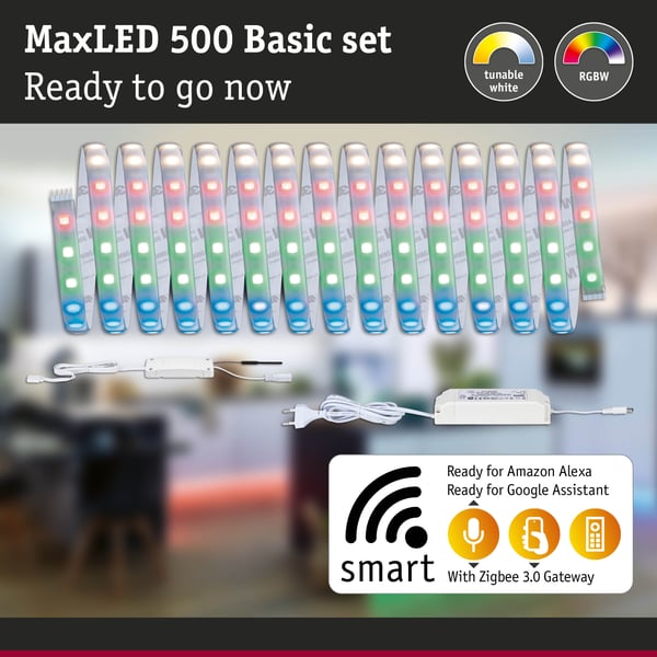 Paulmann MaxLED 500 LED remsa Smart Home Zigbee 3.0 Baspaket 5m RGBW 33W 400lm/m RGBW+ 80VA