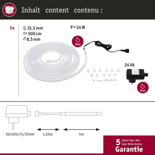 Paulmann SimpLED LED remsa Outdoor 5m belagd IP65 20W 420lm/m 40 LEDs/m 3000K 24VA