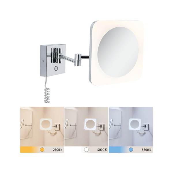 Paulmann LED sminkspegel Jora IP44 White Switch 60lm 230V 3,3W Krom, Vit, Spegel
