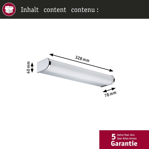 Paulmann Selection Bathroom LED vägglampa Arneb IP44 White Switch 700lm 230V 6,5W Krom