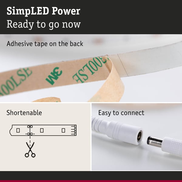 Paulmann SimpLED Power LED remsa Neutralvitt inkl. dimmer/switch Komplett set 1,5m belagd 17W 1100lm/m 72 LEDs/m 4000K 24VA