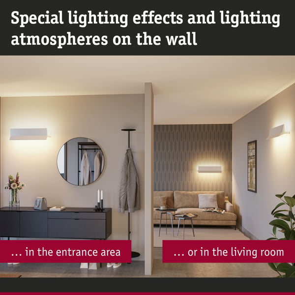 Paulmann LED vägglampa 3-Step-Dim Stine 2700K 970lm / 0lm 230V 13W / 4W dimbar Vit matt