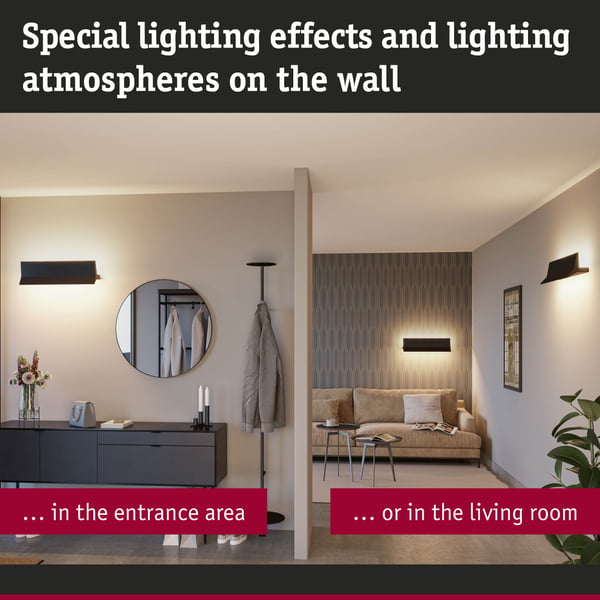 Paulmann LED vägglampa Smart Home Zigbee 3.0 Stine Tunable White 970lm 230V 13W dimbar Svart matt