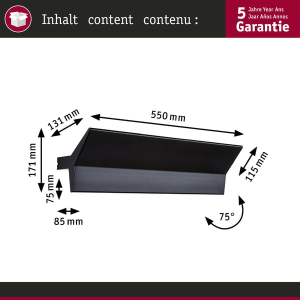 Paulmann LED vägglampa Smart Home Zigbee 3.0 Stine Tunable White 970lm 230V 13W dimbar Svart matt