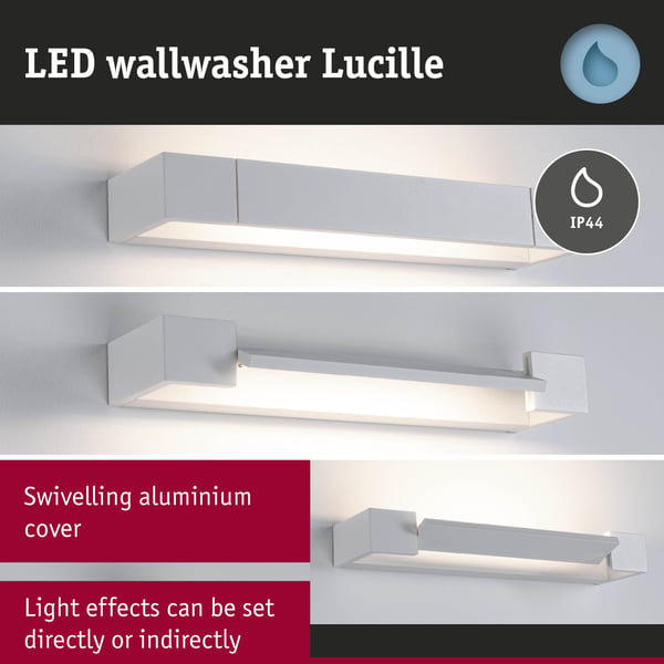 Paulmann Selection Bathroom LED vägglampa 3-Step-Dim Lucille IP44 2700K 1000lm 230V 11,5W dimbar Vit
