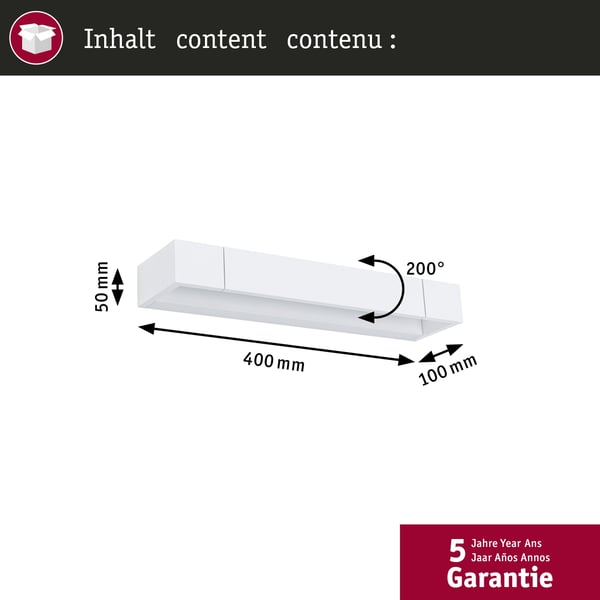 Paulmann Selection Bathroom LED vägglampa 3-Step-Dim Lucille IP44 2700K 1000lm 230V 11,5W dimbar Vit