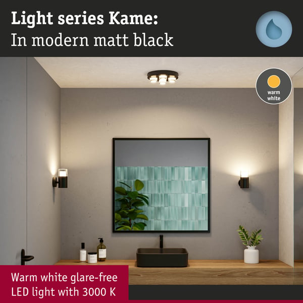 Paulmann Selection Bathroom Vägg /taklampa Kame IP44 3000K 4x500lm 230V 4x4,2W Signal svart