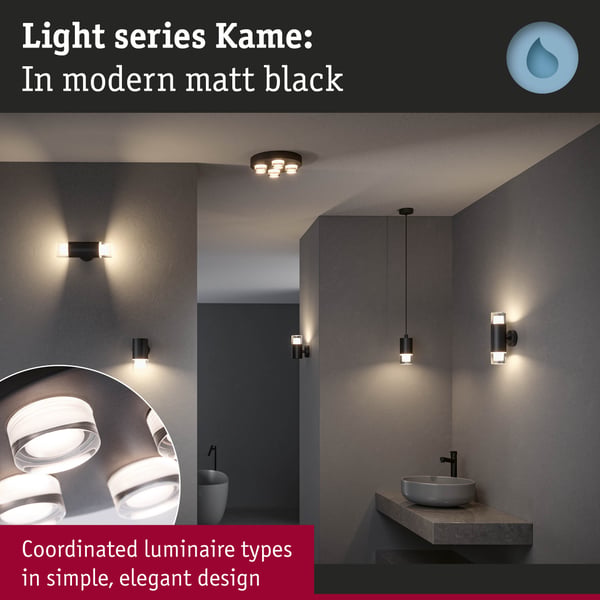 Paulmann Selection Bathroom Vägg /taklampa Kame IP44 3000K 4x500lm 230V 4x4,2W Signal svart