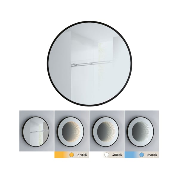 LED belyst spegel Miro IP44 Tunable White 70lm 230V 11,5W Spegel, Svart matt