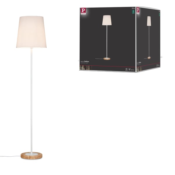 Paulmann Golvlampa Stellan Neordic E27 max. 20W Vit, Trä Tyg, Metall, Trä