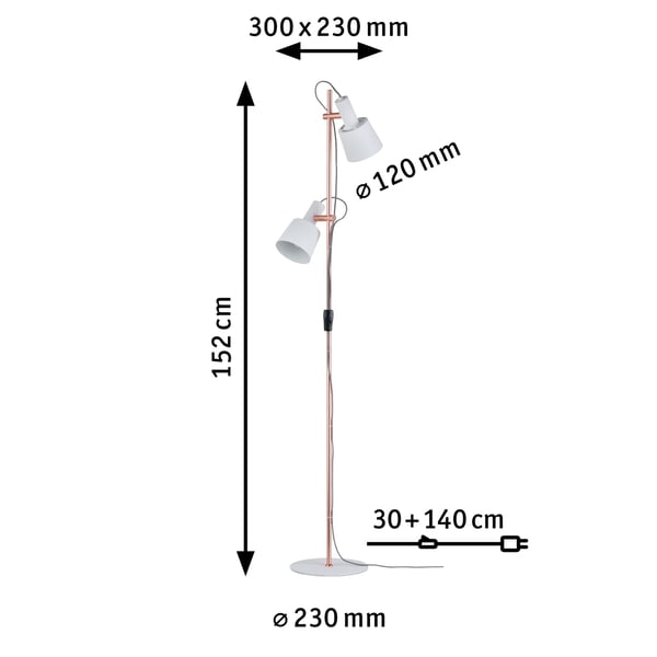 Paulmann Neordic Golvlampa Haldar Neordic E14 max. 2x20W Vit, Koppar matt Metall