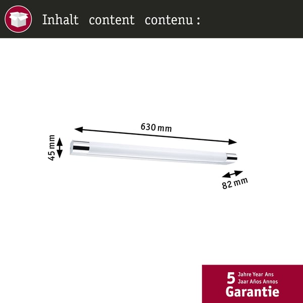 Paulmann LED spegellampa Mizar IP44 3000K 835lm 230V 10,5W Krom, Vit