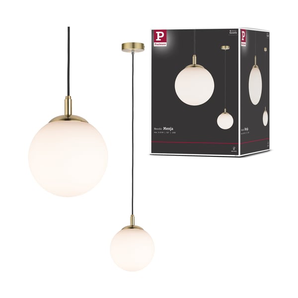 Paulmann Neordic Pendellampa Menja Neordic E27 max. 20W Vit, Mässing borstad dimbar Glas, Metall Paulmann Neordic Pendellampa Menja Neordic E27 max. 20W Vit, Mässing borstad dimbar Glas, Metall