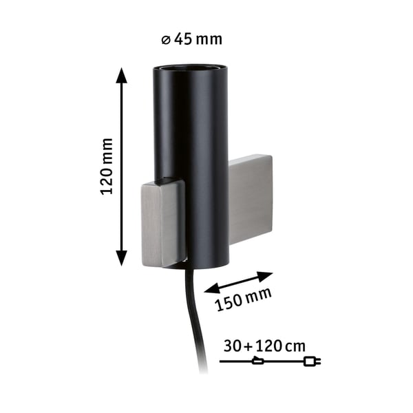 Paulmann Neordic Vägglampa Aik E27 230V max. 20W dimbar Svart