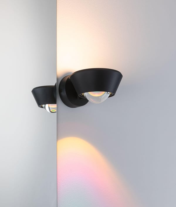 Paulmann LED vägglampa Sabik IP44 2700K 390lm / 258lm 230V 9W / 4,5W dimbar Svart