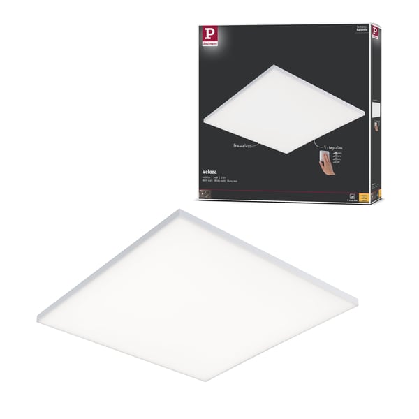 Paulmann LED panel 3-Step-Dim Velora Panel vinkelformad 595x595 mm 34W 3500lm 3000K Vit dimbar Paulmann LED panel 3-Step-Dim Velora Panel vinkelformad 595x595 mm 34W 3500lm 3000K Vit dimbar