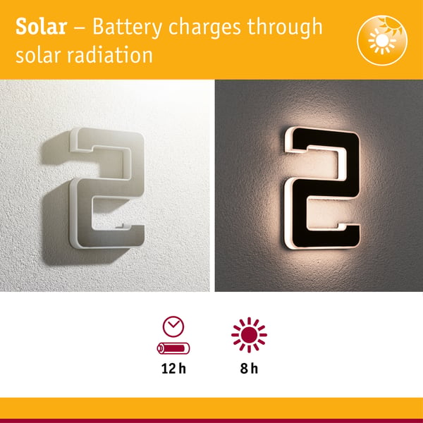 Paulmann Solenergi LED lampa för husnummer inkl. utbytbart batteri IP44 3000K 6lm Svart
