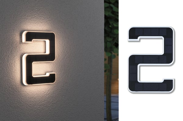 Paulmann Solenergi LED lampa för husnummer inkl. utbytbart batteri IP44 3000K 6lm Svart