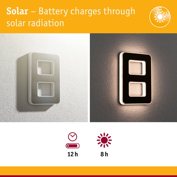 Paulmann Solenergi LED lampa för husnummer inkl. utbytbart batteri IP44 3000K 6lm Svart