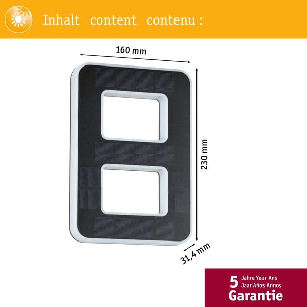 Paulmann Solenergi LED lampa för husnummer inkl. utbytbart batteri IP44 3000K 6lm Svart