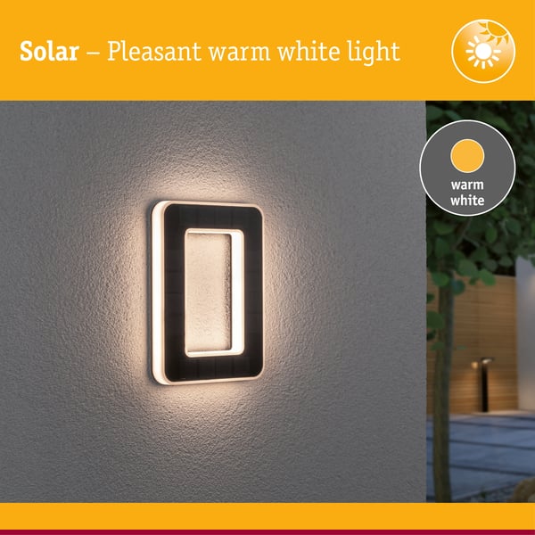 Paulmann Solenergi LED lampa för husnummer inkl. utbytbart batteri IP44 3000K 6lm Svart