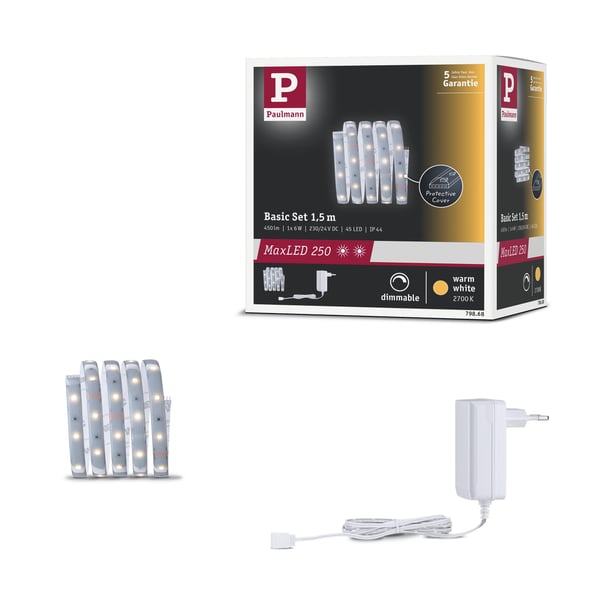 Paulmann MaxLED 250 LED remsa Baspaket 1,5m 2700K belagd 6W 300lm/m 2700K 24VA
