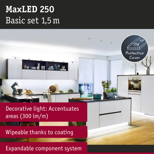 Paulmann MaxLED 250 LED remsa Baspaket 1,5m 6500K belagd 6W 300lm/m 6500K 24VA