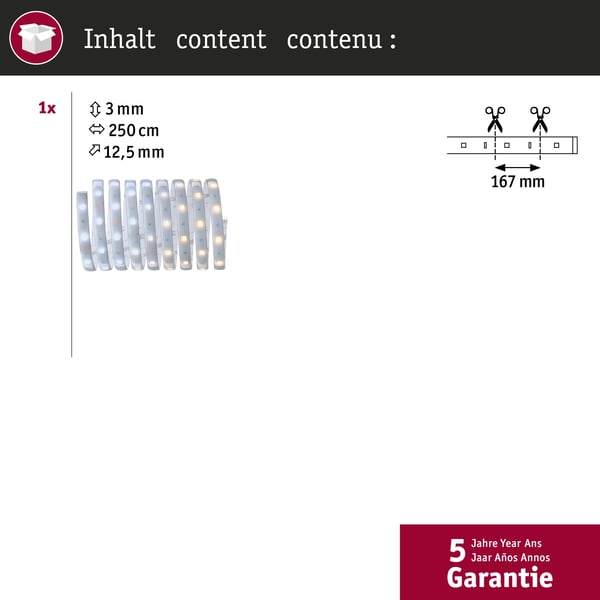 Paulmann MaxLED 250 LED remsa Förlängning 2,5m Tunable White belagd 9W 270lm/m Tunable White