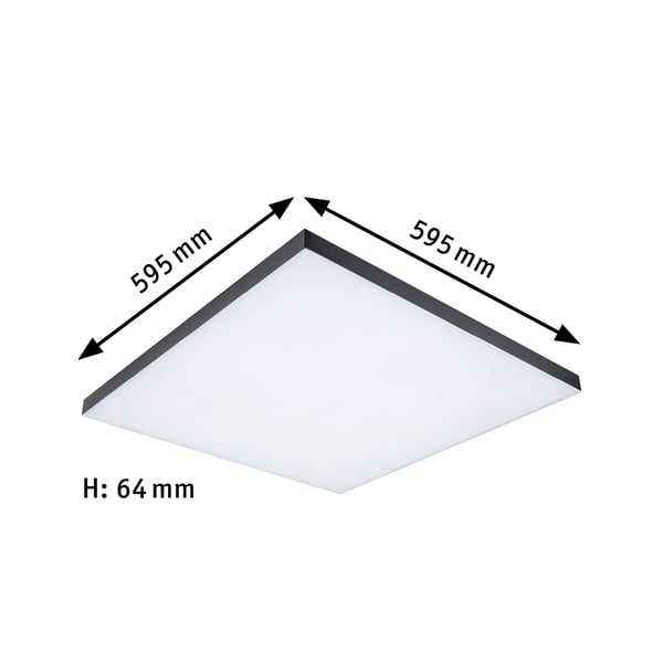 Paulmann LED panel Velora Rainbow dynamicRGBW vinkelformad 595x595 mm 31W 2820lm RGB+ Svart dimbar