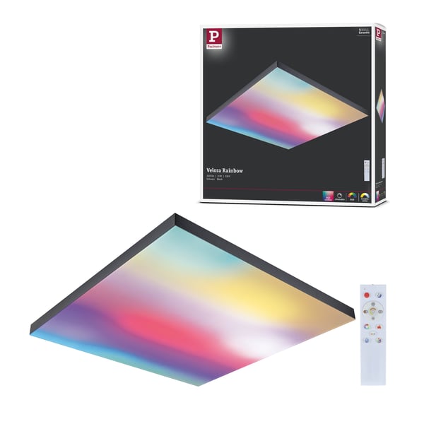 Paulmann LED panel Velora Rainbow dynamicRGBW vinkelformad 595x595 mm 31W 2820lm RGB+ Svart dimbar