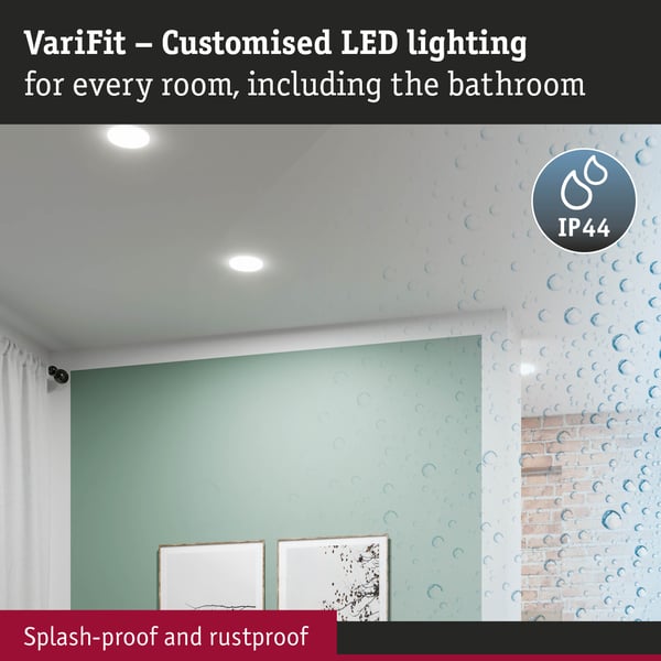 Paulmann VariFit Infälld LED panel Veluna Edge IP44 rund 120 mm 8,5W 650lm 4000K Vit