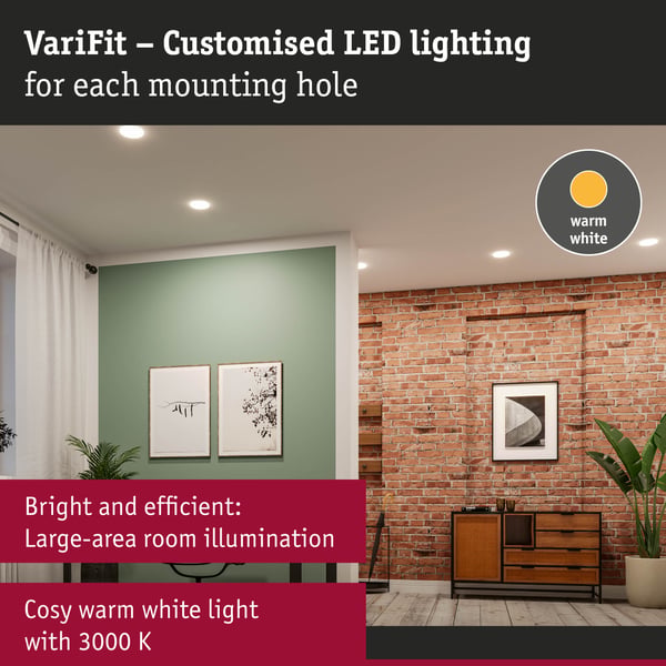 Paulmann VariFit Infälld LED panel Veluna Edge IP44 rund 90 mm 6W 450lm 3000K Vit