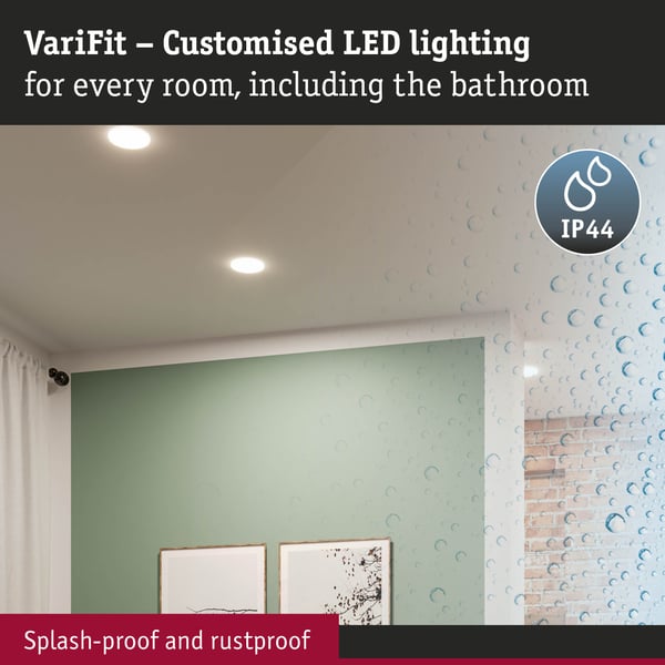 Paulmann VariFit Infälld LED panel Veluna Edge IP44 rund 90 mm 6W 450lm 3000K Vit