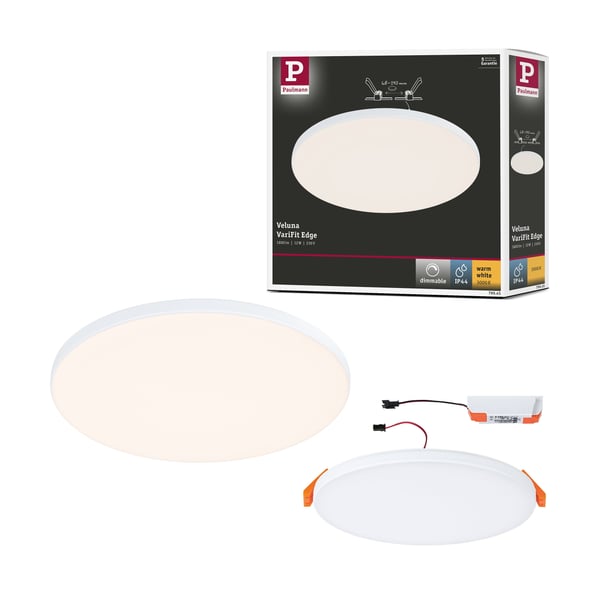 Paulmann VariFit Infälld LED panel Veluna Edge IP44 rund 160 mm 12W 1100lm 3000K Vit dimbar