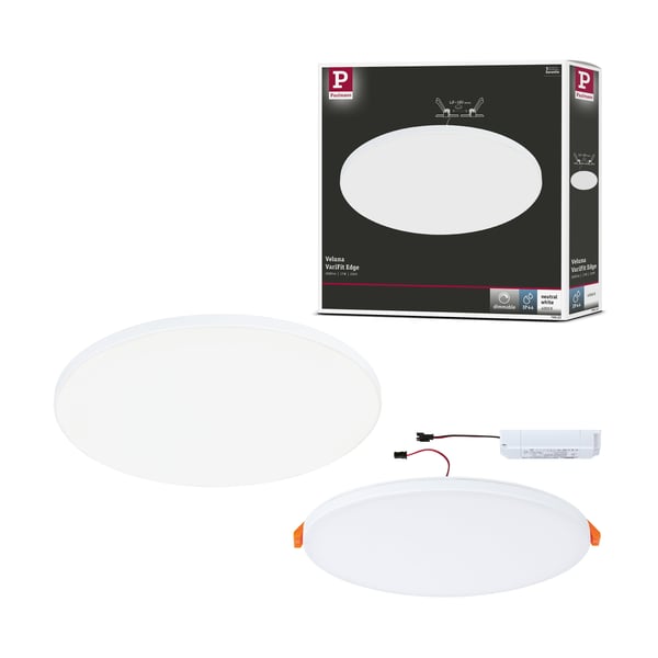 Paulmann VariFit Infälld LED panel Veluna Edge IP44 rund 200 mm 17W 1500lm 4000K Vit dimbar