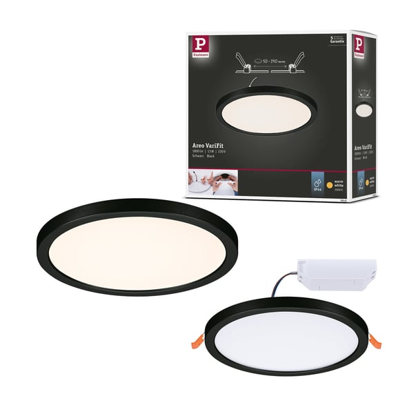 Paulmann VariFit Infälld LED panel Areo panel IP44 rund 175 mm 13W 1300lm 3000K Svart