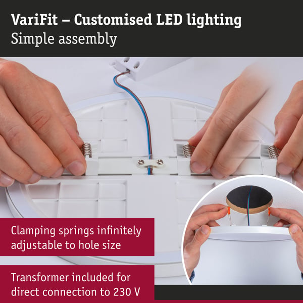 Paulmann VariFit Infälld LED panel Areo panel IP44 rund 118 mm 6,5W 550lm 4000K Svart