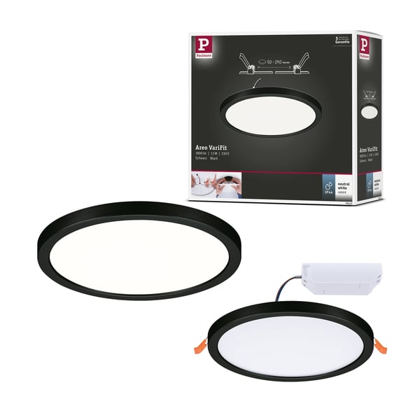 Paulmann VariFit Infälld LED panel Areo panel IP44 rund 175 mm 13W 1300lm 4000K Svart