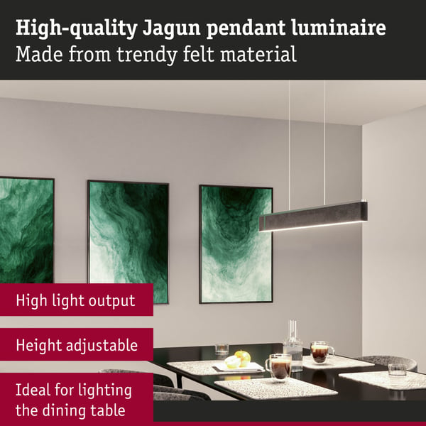 Paulmann LEDpendellampa 3-Step-Dim Jagun 2700K 2000lm 26W Antracit dimbar