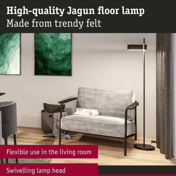 Paulmann LED golvlampa 3-Step-Dim Jagun 2700K 1250lm 20,4W Antracit Filt, Plast, Metall
