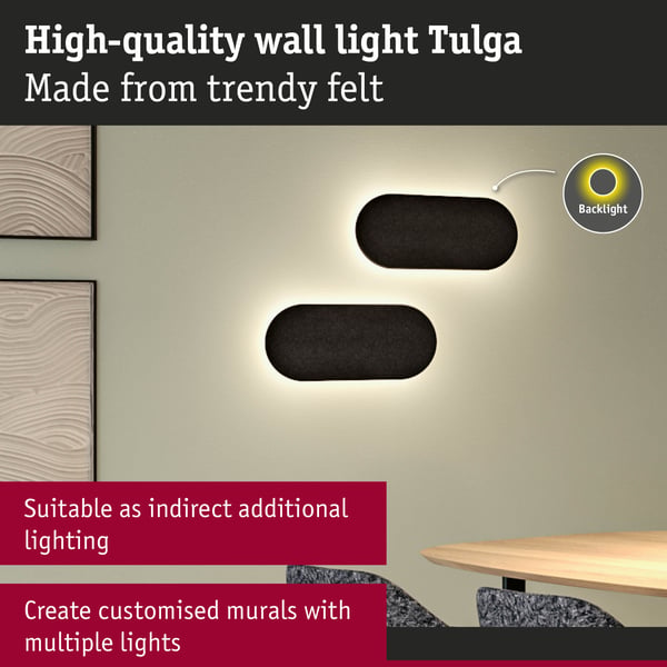 Paulmann LED vägglampa 3-Step-Dim Tulga 2700K 900lm 230V 17W dimbar Antracit
