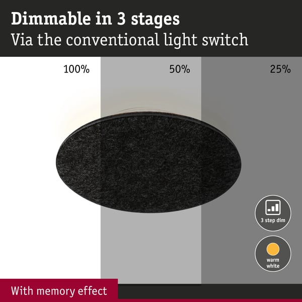 Paulmann LED vägglampa 3-Step-Dim Tulga 2700K 1000lm 230V 15W dimbar Antracit