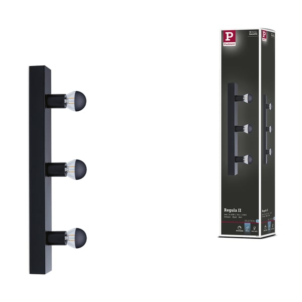 Paulmann Spegellampa Regula II IP44 E14 230V max. 3x40W dimbar Svart