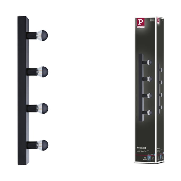 Paulmann Spegellampa Regula II IP44 E14 230V max. 4x40W dimbar Svart