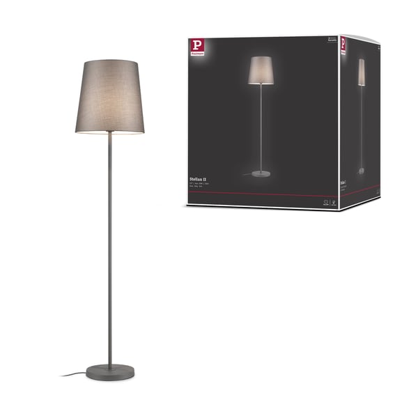 Paulmann Golvlampa Stellan II E27 max. 20W Grå Metall, Tyg