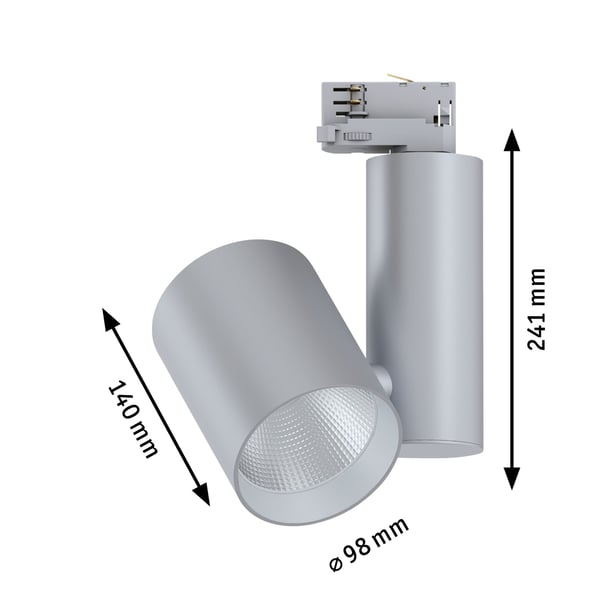 Paulmann ProRail3 LED spårstrålkastare Zeuz 2860lm 33W 3000K dimbar 230V Silver