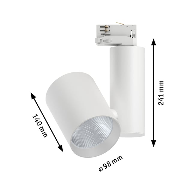 Paulmann ProRail3 LED spårstrålkastare Zeuz 2860lm 33W 4000K dimbar 230V Vit