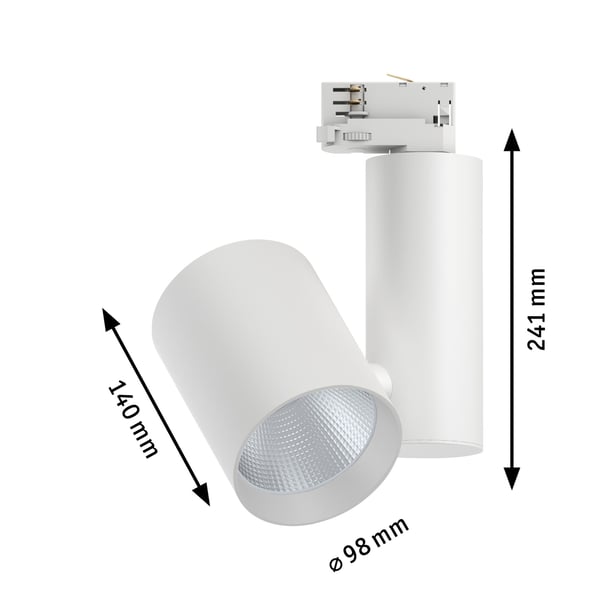 Paulmann ProRail3 LED spårstrålkastare Zeuz 2860lm 33W 4000K dimbar 230V Vit