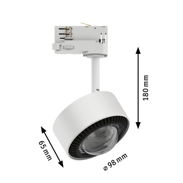 Paulmann ProRail3 LED spårstrålkastare Aldan 533,8lm 8W 4000K dimbar 230V Vit, Svart